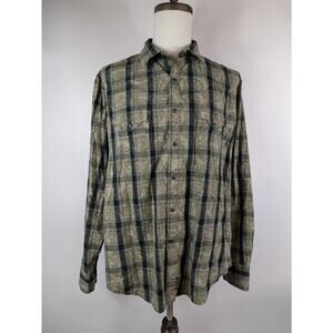 Wrangler Retro Mens XL Shirt Black Pearl Snap Paisley Plaid Button Up Pocket Top